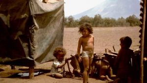 makeshift refugee camp