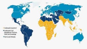 map highlights geographic region food loss and waste