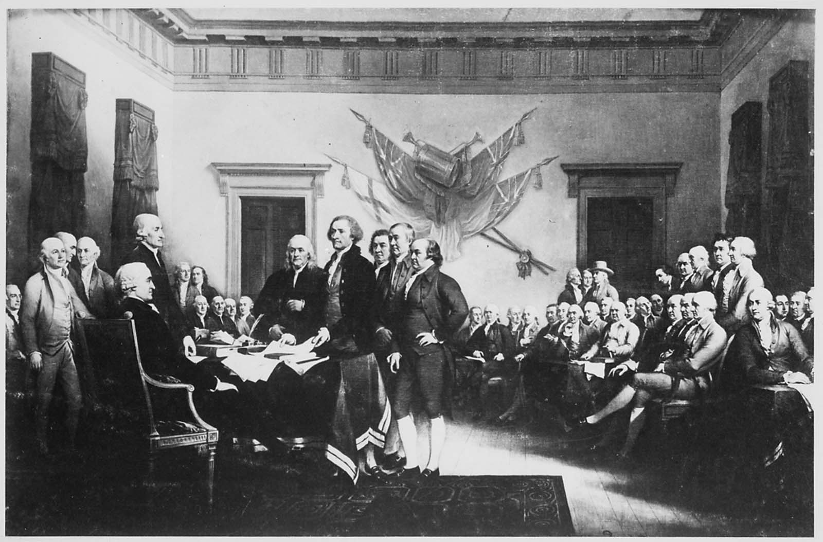 Copy of painting by John Trumbull, The Declaration of Independence. 1776.